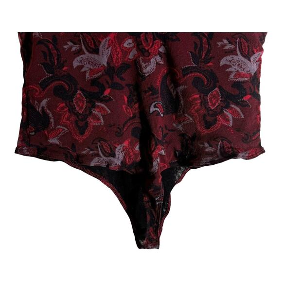 Free People Intimately Frisia Merlot Thong Bodysuit Double Scoop Neck Size Large - Picture 7 of 9